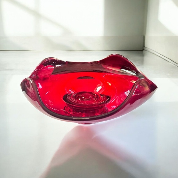 ❤️Viking Ruby Red & Sterling Silver Pedestal Bowl - Picture 6 of 10